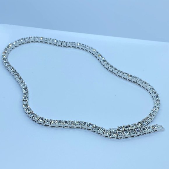 HH BLING EMPIRE Gold Silver Iced Out Diamond Tennis Chain  20\'\' Shiny Iced Out Silver Tennis Chain